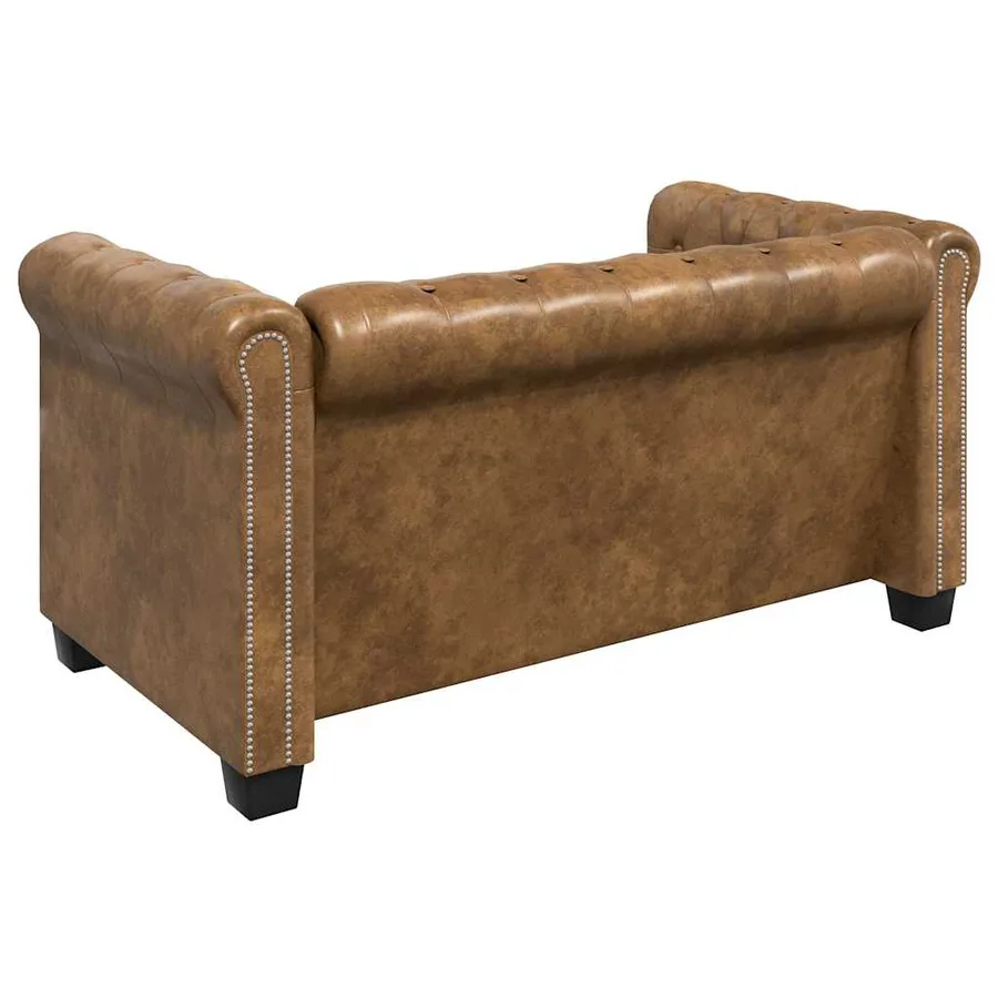 Ensemble de canapé Chesterfield à 2 et 3 places marron - 10