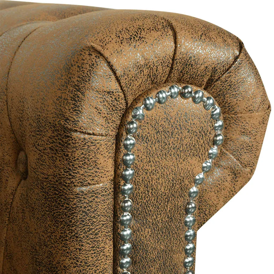 Ensemble de canapé Chesterfield à 2 et 3 places marron - 11