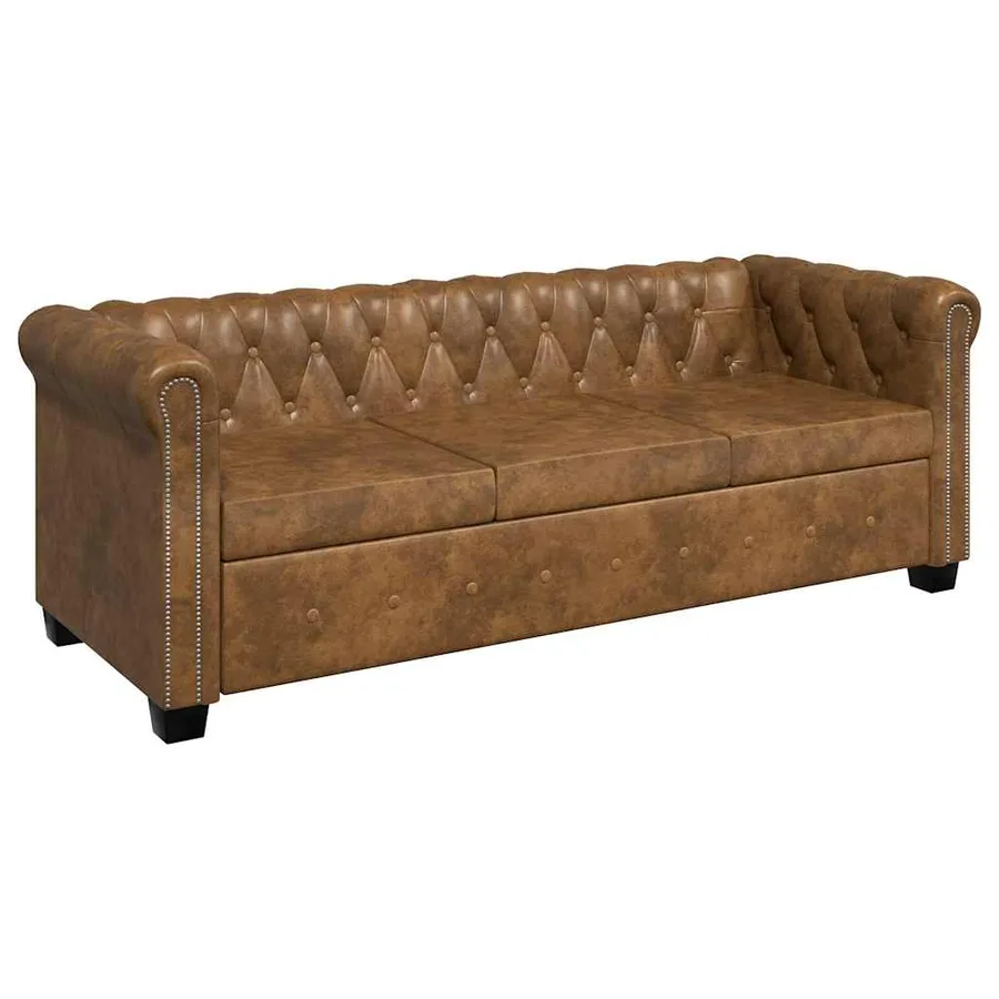 Ensemble de canapé Chesterfield à 2 et 3 places marron - 4