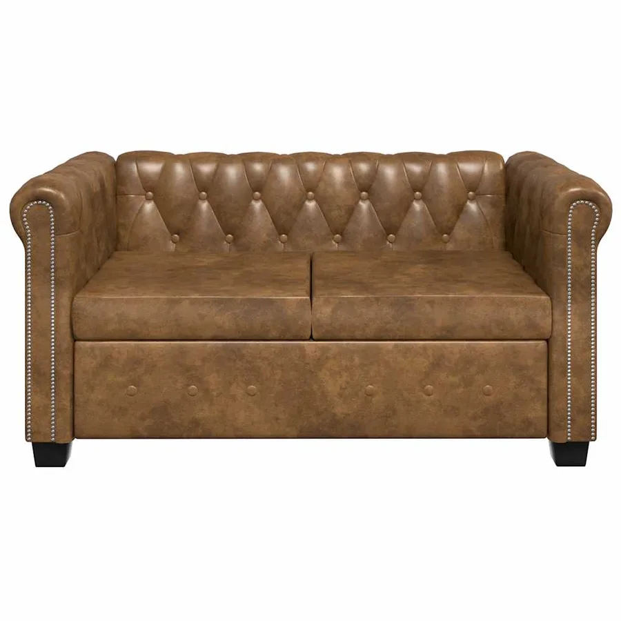 Ensemble de canapé Chesterfield à 2 et 3 places marron - 6