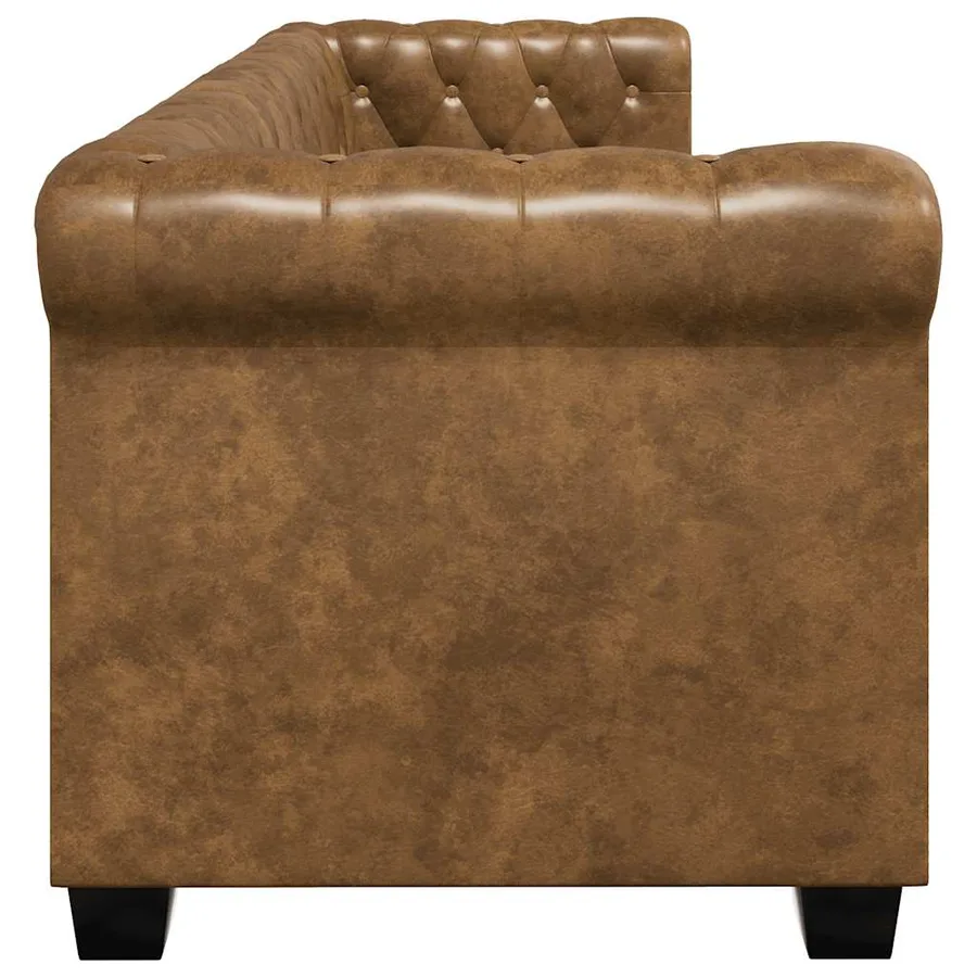 Ensemble de canapé Chesterfield à 2 et 3 places marron - 7