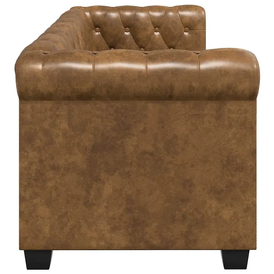 Ensemble de canapé Chesterfield à 2 et 3 places marron - 8