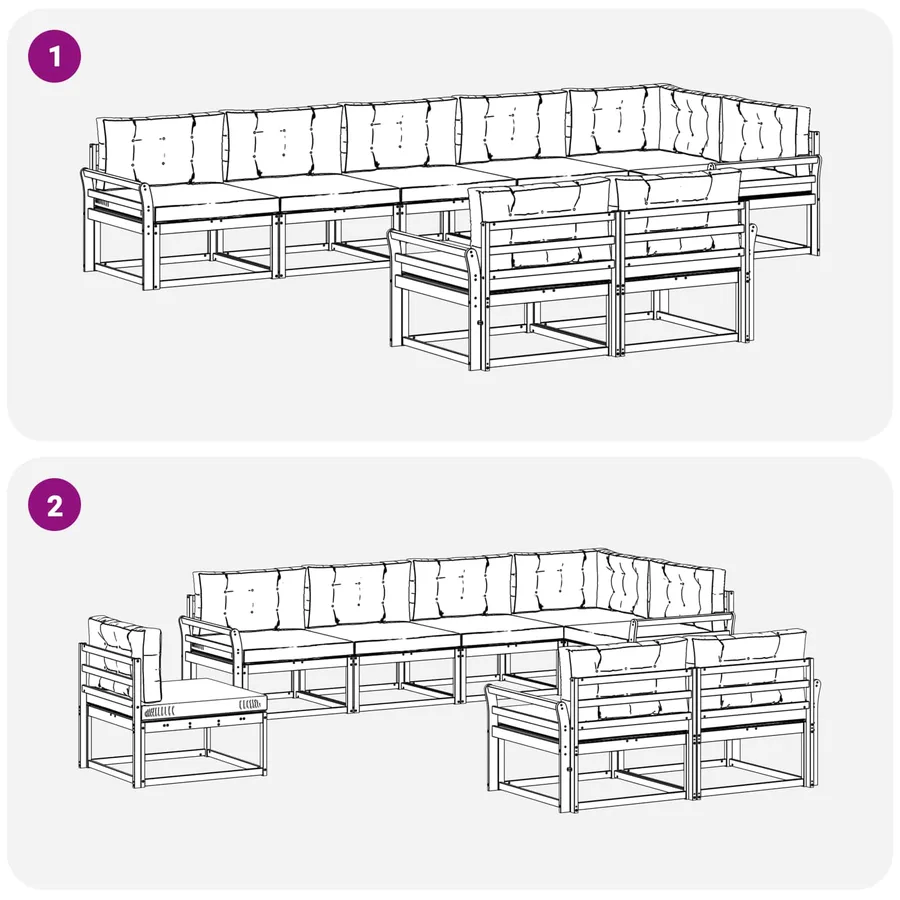 Ensemble de canapés d'extérieur 6 pc Blanc et anthracite - 7