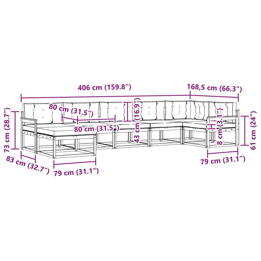 Ensemble de canapés d'extérieur 7 pcs Blanc et anthracite - 8