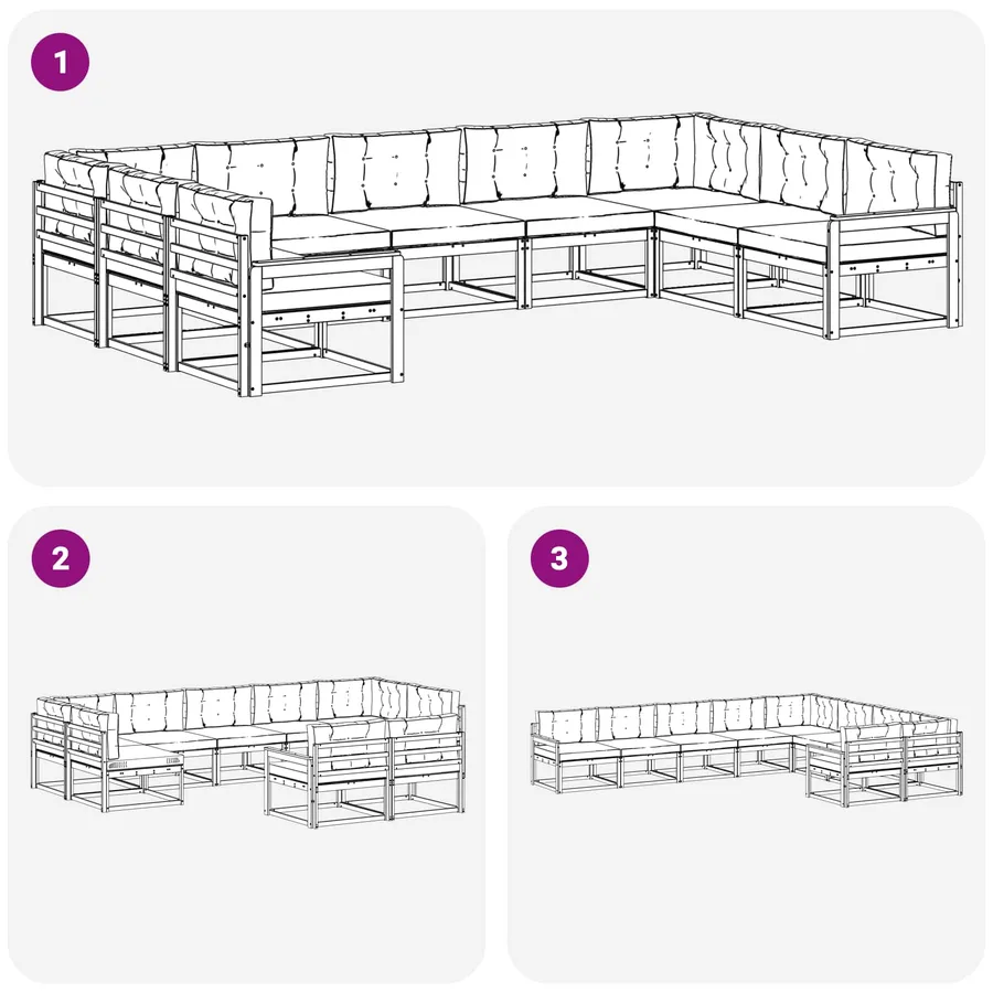Ensemble de canapés d'extérieur 9 pcs Blanc et anthracite - 7