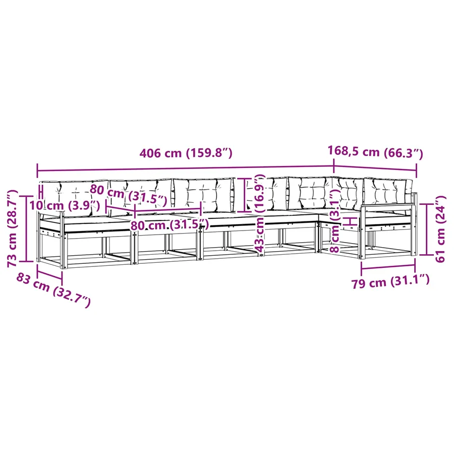 Ensemble de canapés d'extérieur 4 pcs Blanc et anthracite - 8