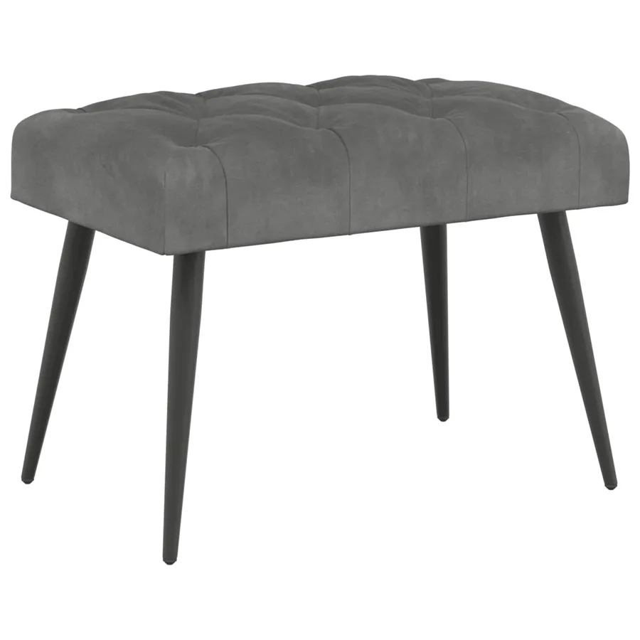 Banc avec capitonnage bouton Gris foncé 60 x 40 x 45 cm Velours - 2