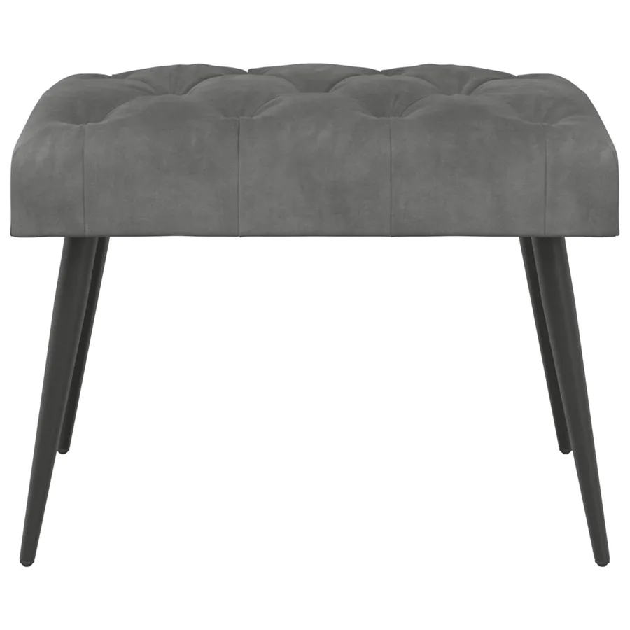 Banc avec capitonnage bouton Gris foncé 60 x 40 x 45 cm Velours - 5