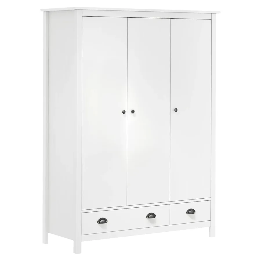 Garde-robe à 3 portes Hill Blanc 127x50x170 cm Bois pin solide - 2