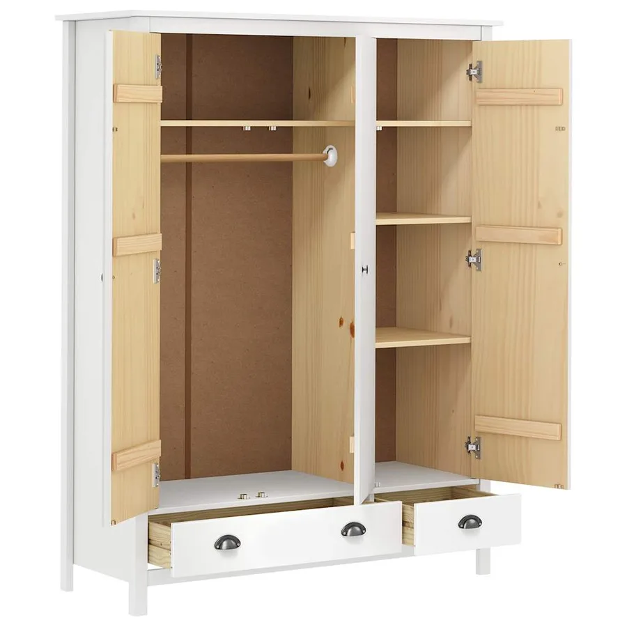 Garde-robe à 3 portes Hill Blanc 127x50x170 cm Bois pin solide - 4