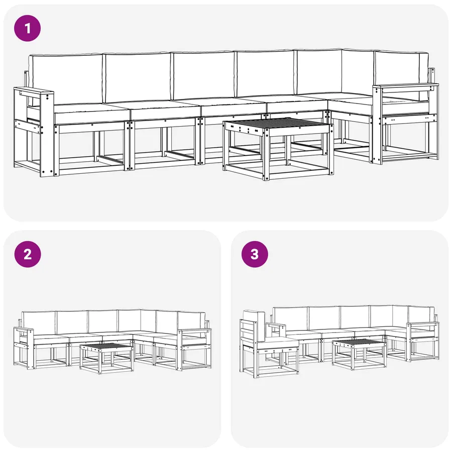 Ensemble de canapés d'extérieur 7 pcs Blanc et anthracite - 7