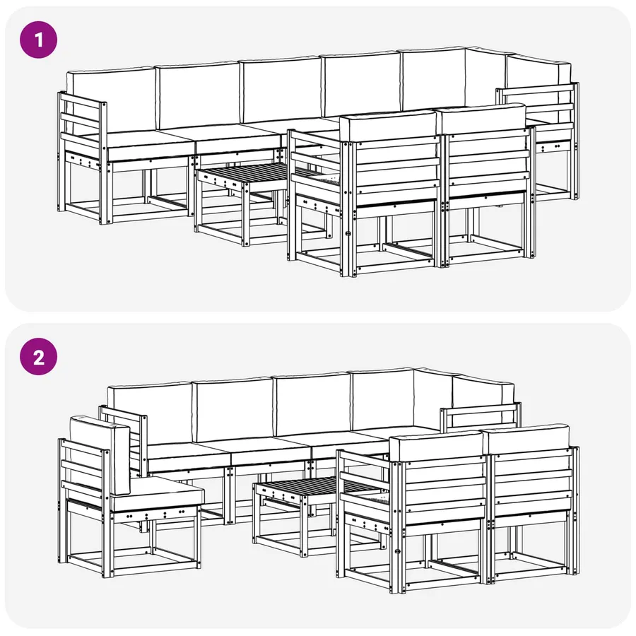 Ensemble de canapés d'extérieur 9 pcs Blanc et anthracite - 7