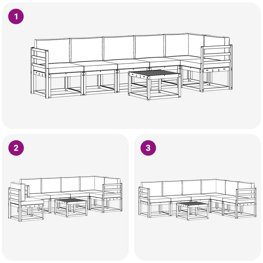 Ensemble de canapés d'extérieur 7 pcs Blanc et Beige Polyester - 7
