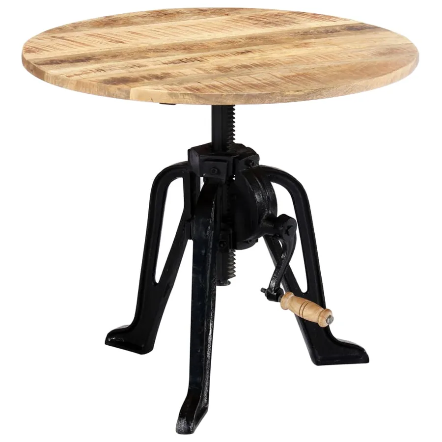 Table d'appoint 60x(46-63) cm Bois de manguier massif et fonte - 2