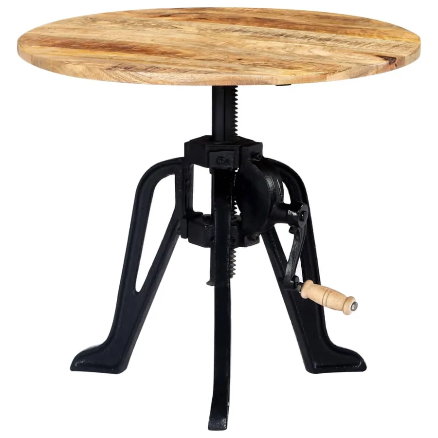 Table d'appoint 60x(46-63) cm Bois de manguier massif et fonte - 8