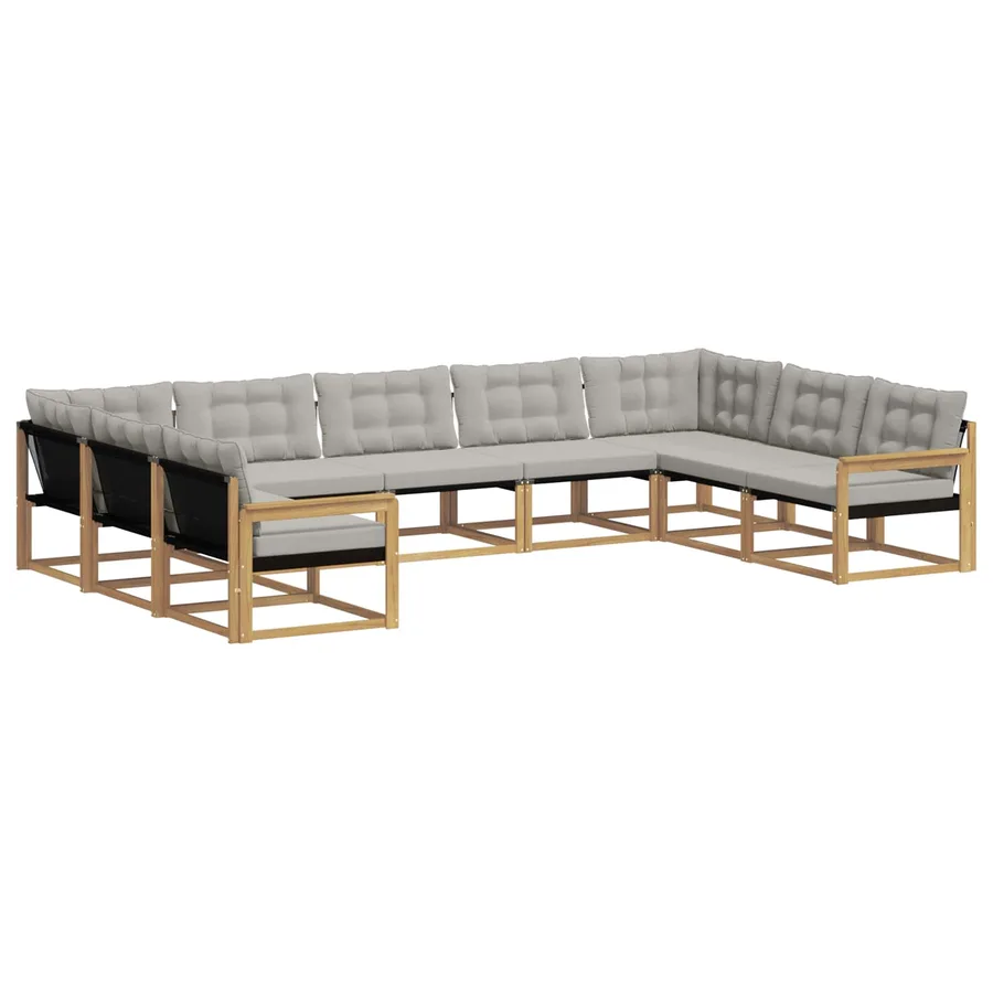 Ensemble de canapés d'extérieur 9 pcs Blanc et gris clair - 2