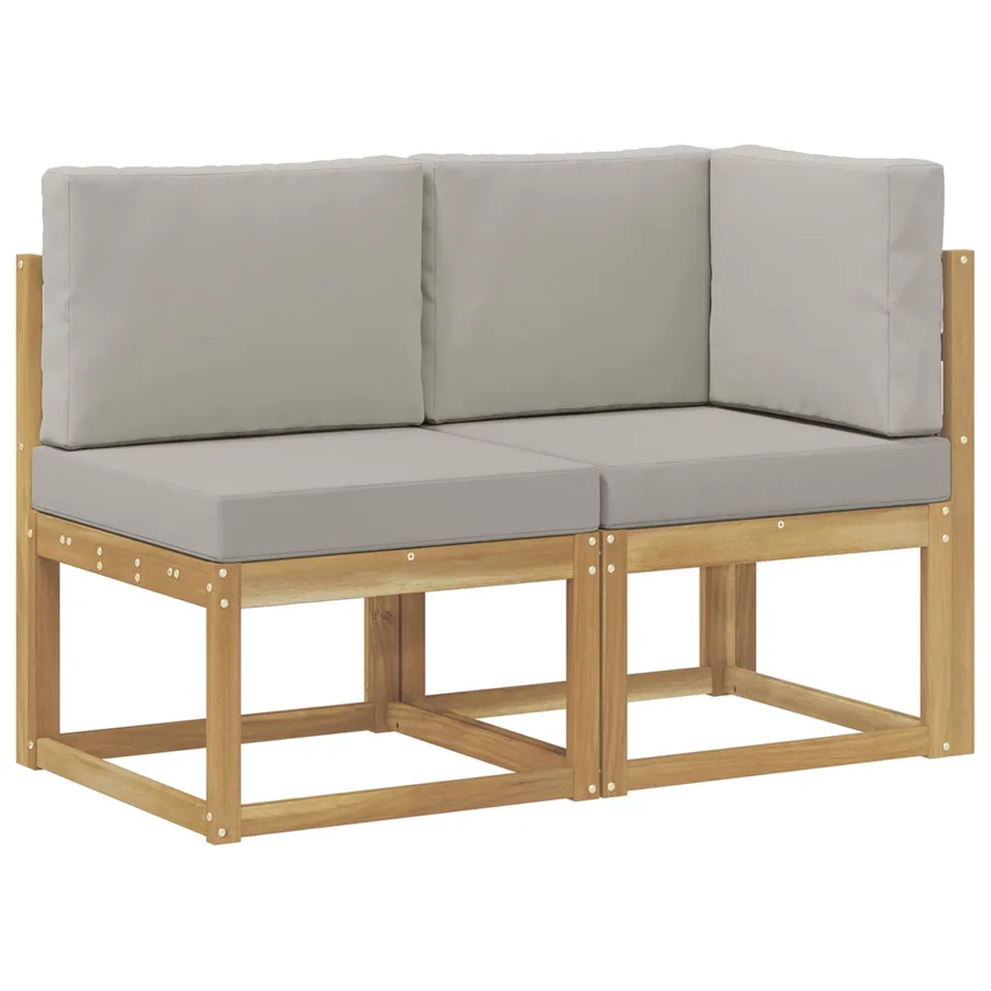 Canapé d’extérieur milieu et coin avec coussin 2 Pièce Blanc - 2