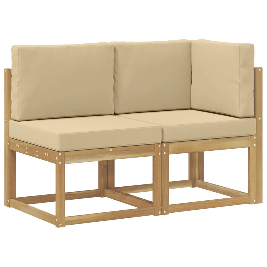 Canapé d’extérieur milieu et coin avec coussin 2 Pièce Blanc - 2