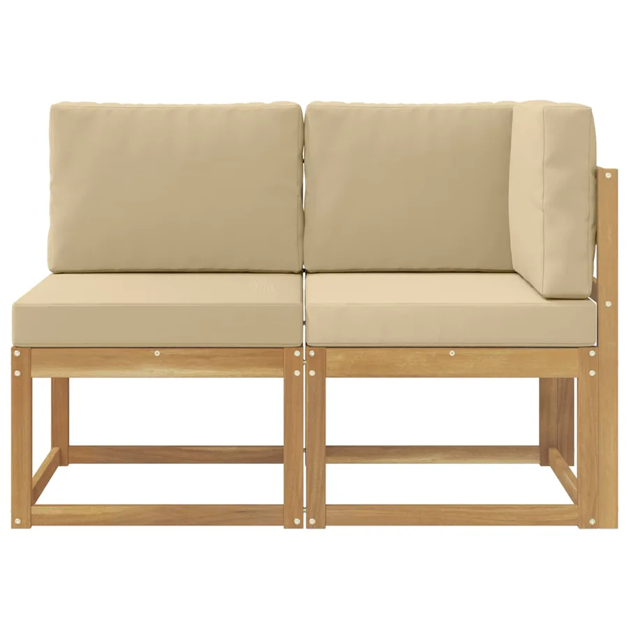 Canapé d’extérieur milieu et coin avec coussin 2 Pièce Blanc - 3