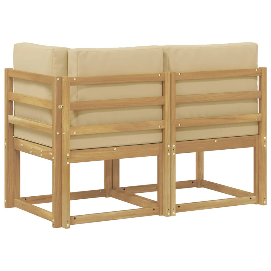 Canapé d’extérieur milieu et coin avec coussin 2 Pièce Blanc - 5