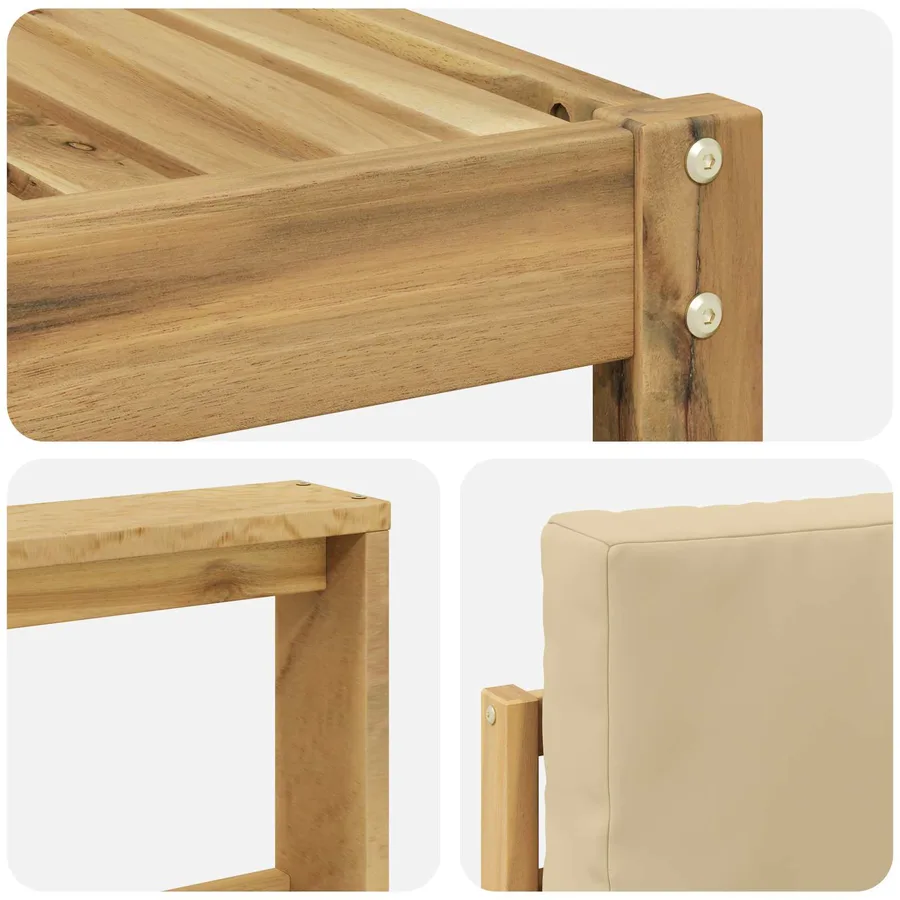 Ensemble de canapés d'extérieur 9 pcs Blanc et Beige Polyester - 6