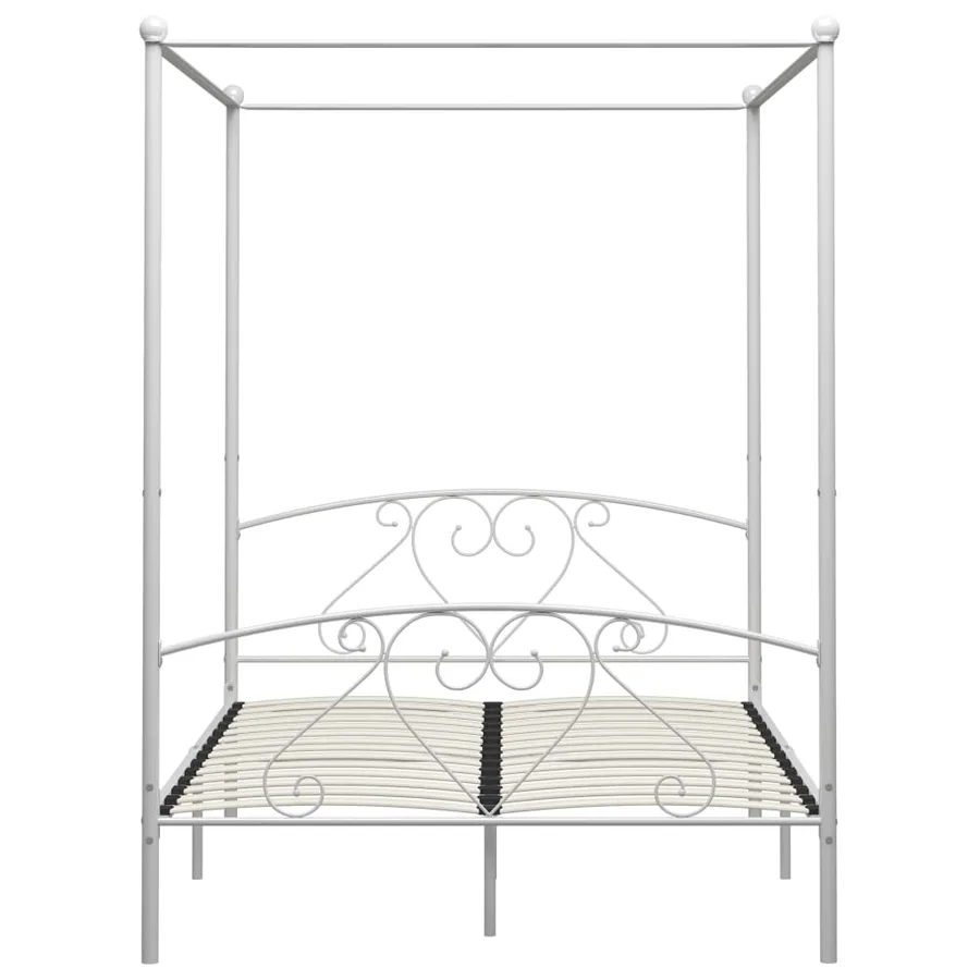 Cadre de lit sans matelas avec baldaquin blanc 140x200 cm métal - 3