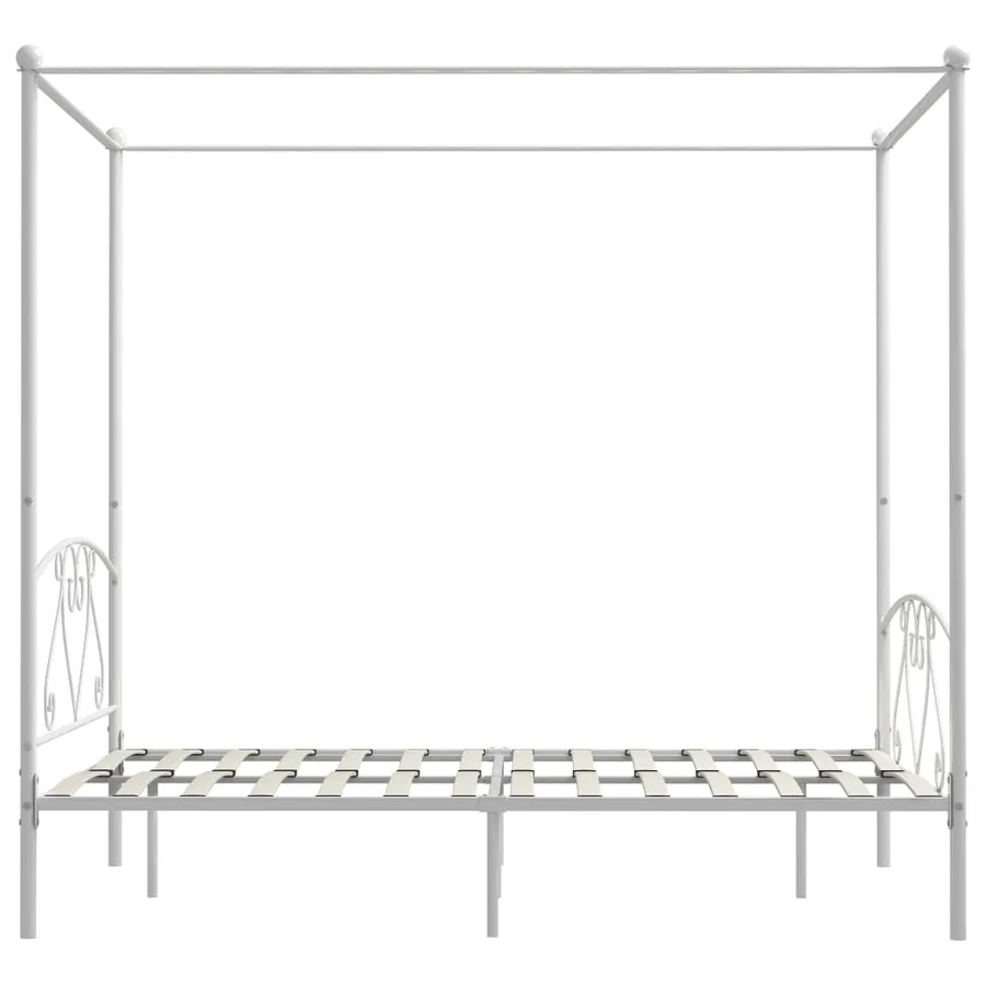 Cadre de lit sans matelas avec baldaquin blanc 140x200 cm métal - 4