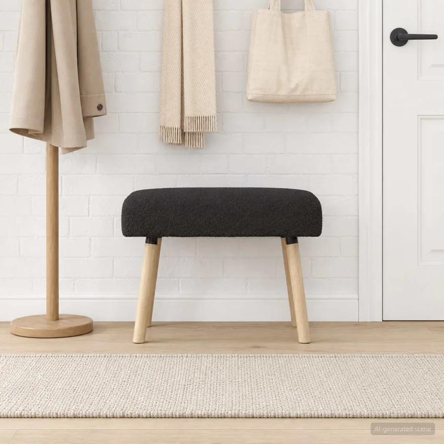 banc Uni Noir 60 x 40 x 45 cm Bouclé