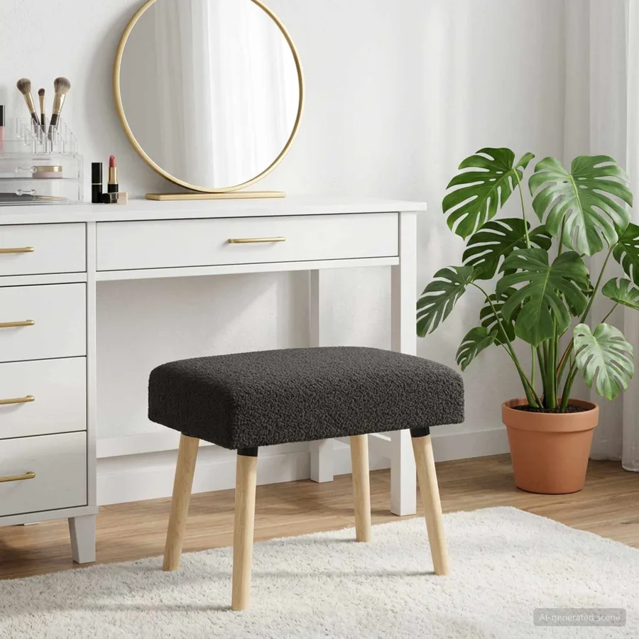 banc Uni Noir 60 x 40 x 45 cm Bouclé - 4