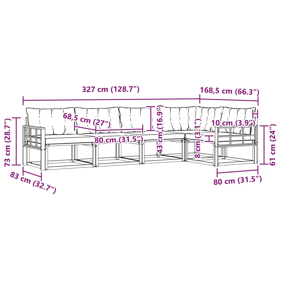 Ensemble de canapés d'extérieur 5 pcs Blanc et Beige - 9