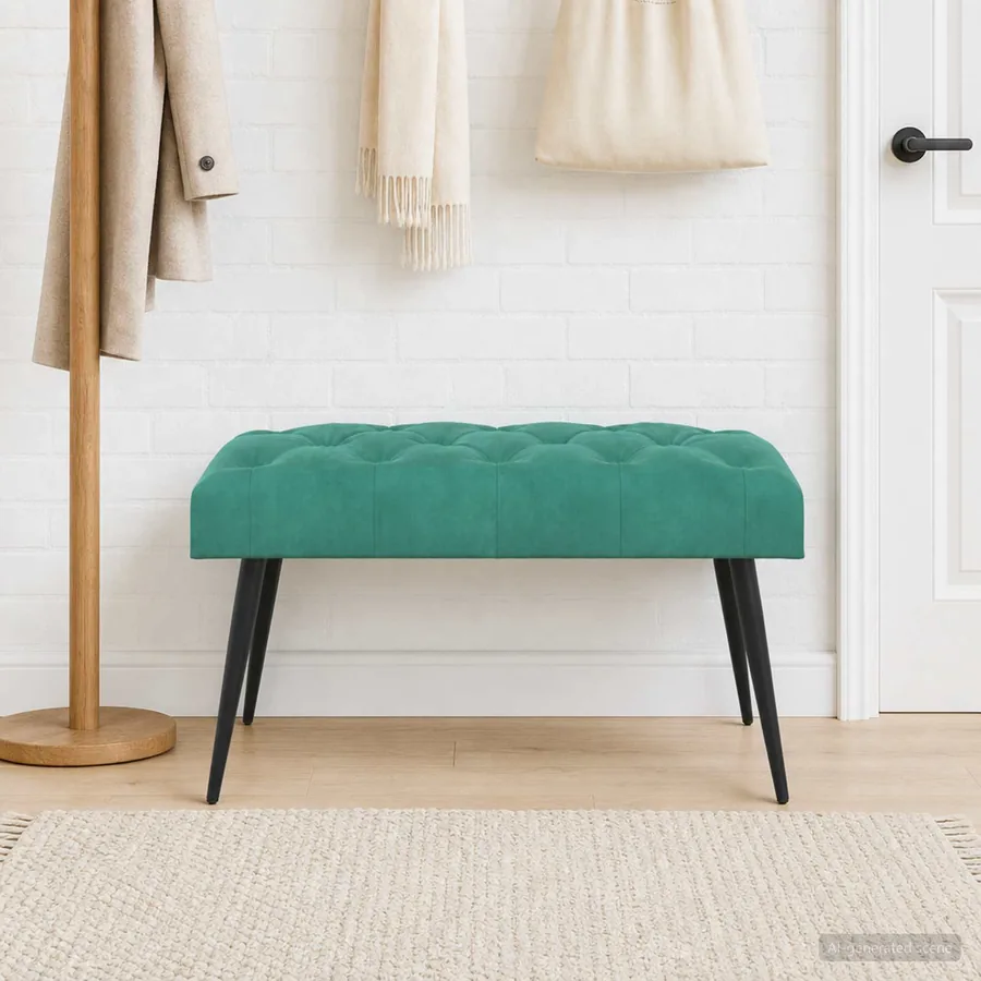Banc avec capitonnage bouton Turquoise 80 x 40 x 46 cm Velours