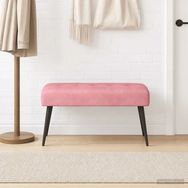 Banc avec capitonnage bouton Rose 80 x 40 x 46 cm Velours