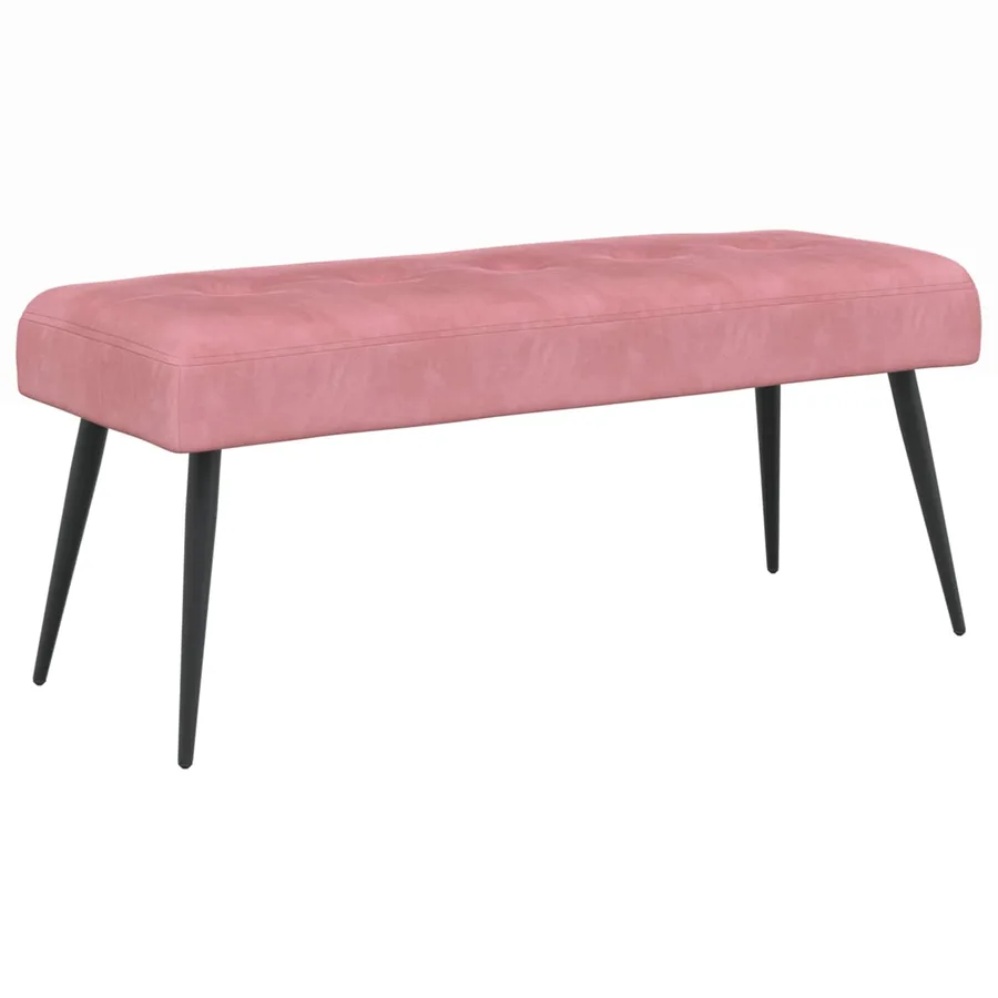 Banc avec capitonnage bouton Rose 80 x 40 x 46 cm Velours - 2