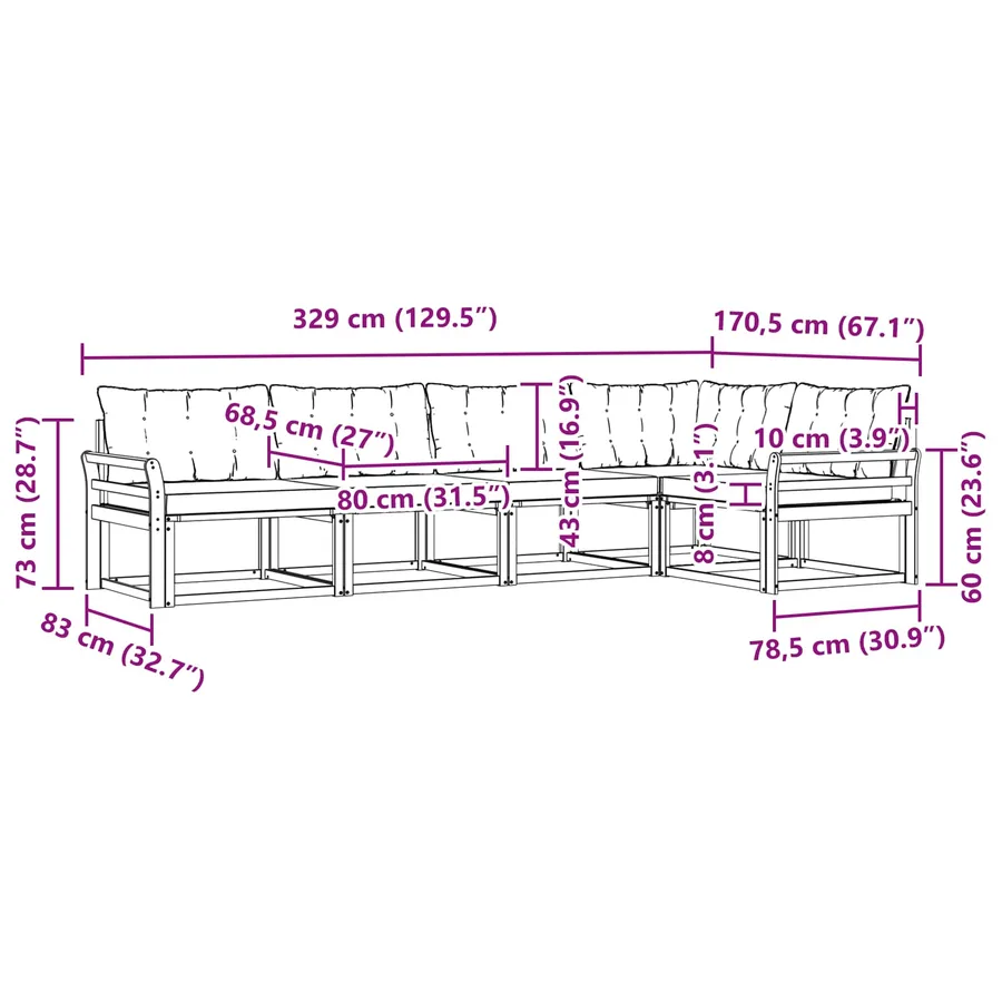 Ensemble de canapés d'extérieur 5 pcs Blanc et Beige - 9