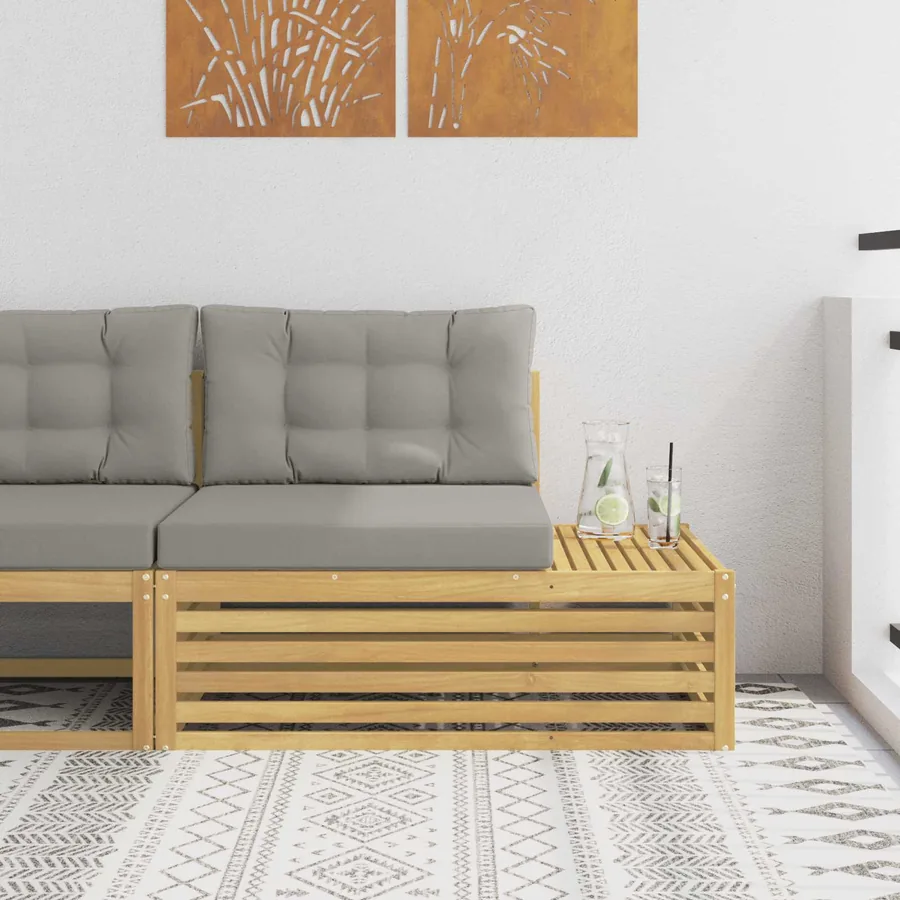 Canapé d'extérieur en bout avec coussin Blanc 115 x 83 x 73 cm