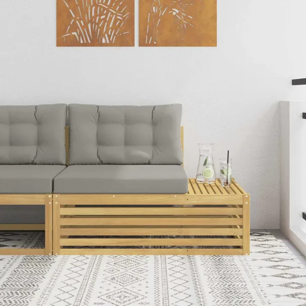 Canapé d'extérieur en bout avec coussin Blanc 115 x 83 x 73 cm