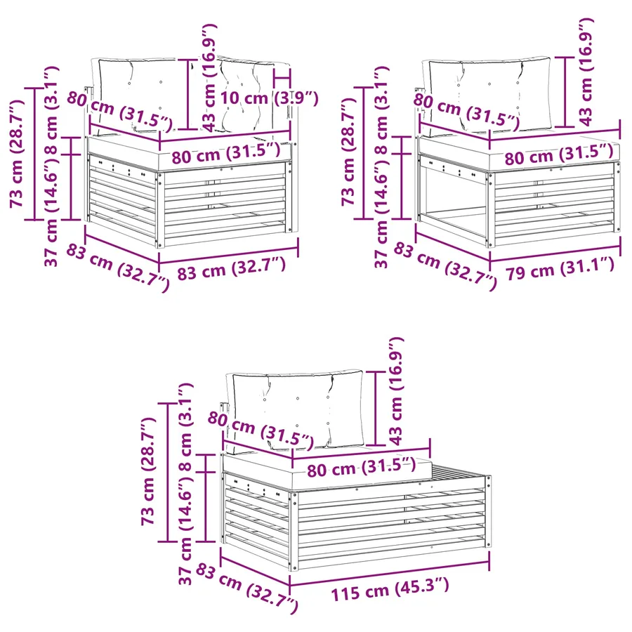 5 pcs Ensemble de canapés d'extérieur Polyester Blanc - 8