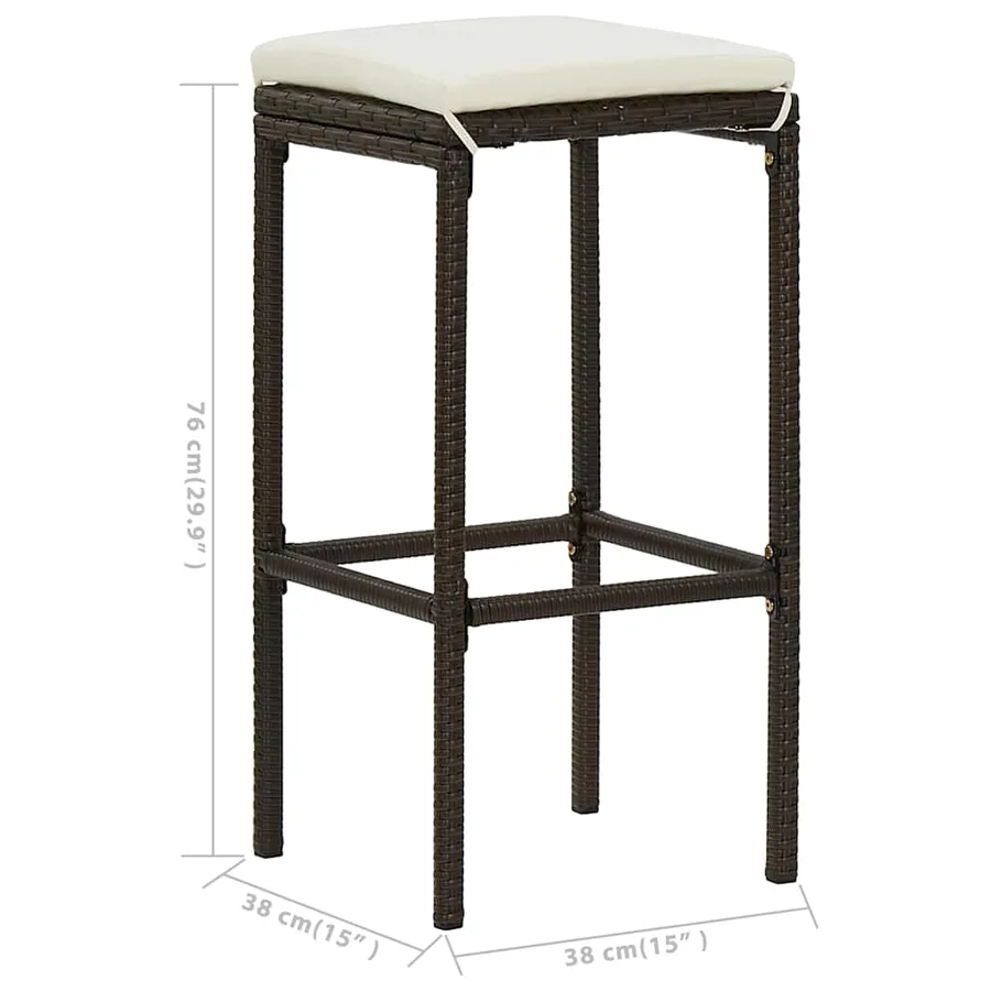 Ensemble de bar de jardin avec coussins 3 pcs Noir - 12