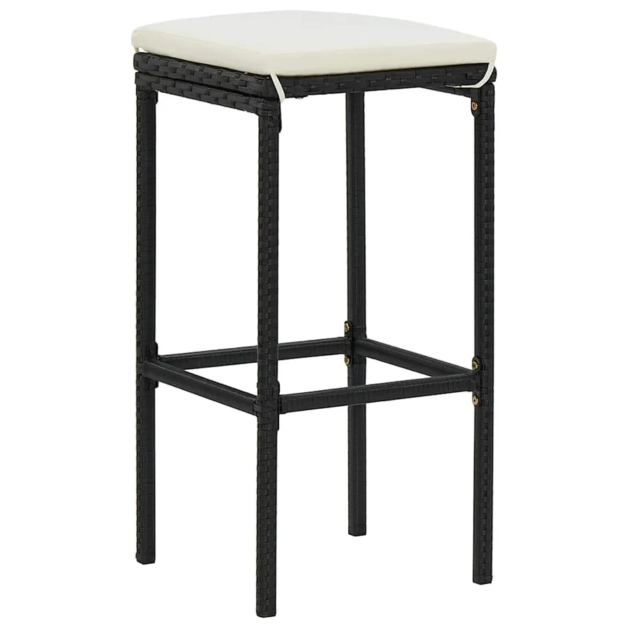 Ensemble de bar de jardin avec coussins 3 pcs Noir - 13