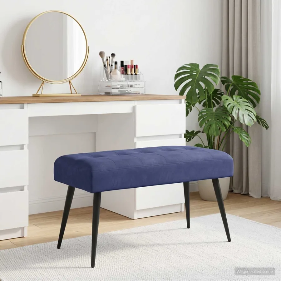 Banc avec capitonnage bouton Bleu police 80 x 40 x 46 cm
