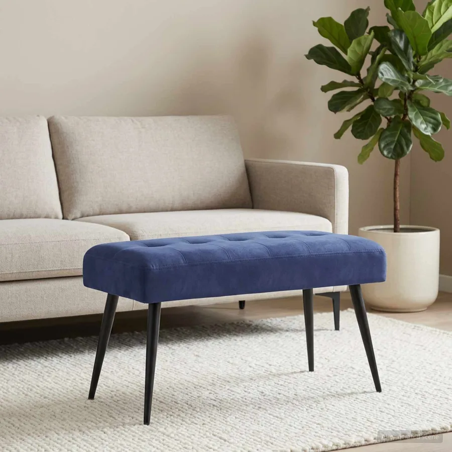 Banc avec capitonnage bouton Bleu police 80 x 40 x 46 cm - 3