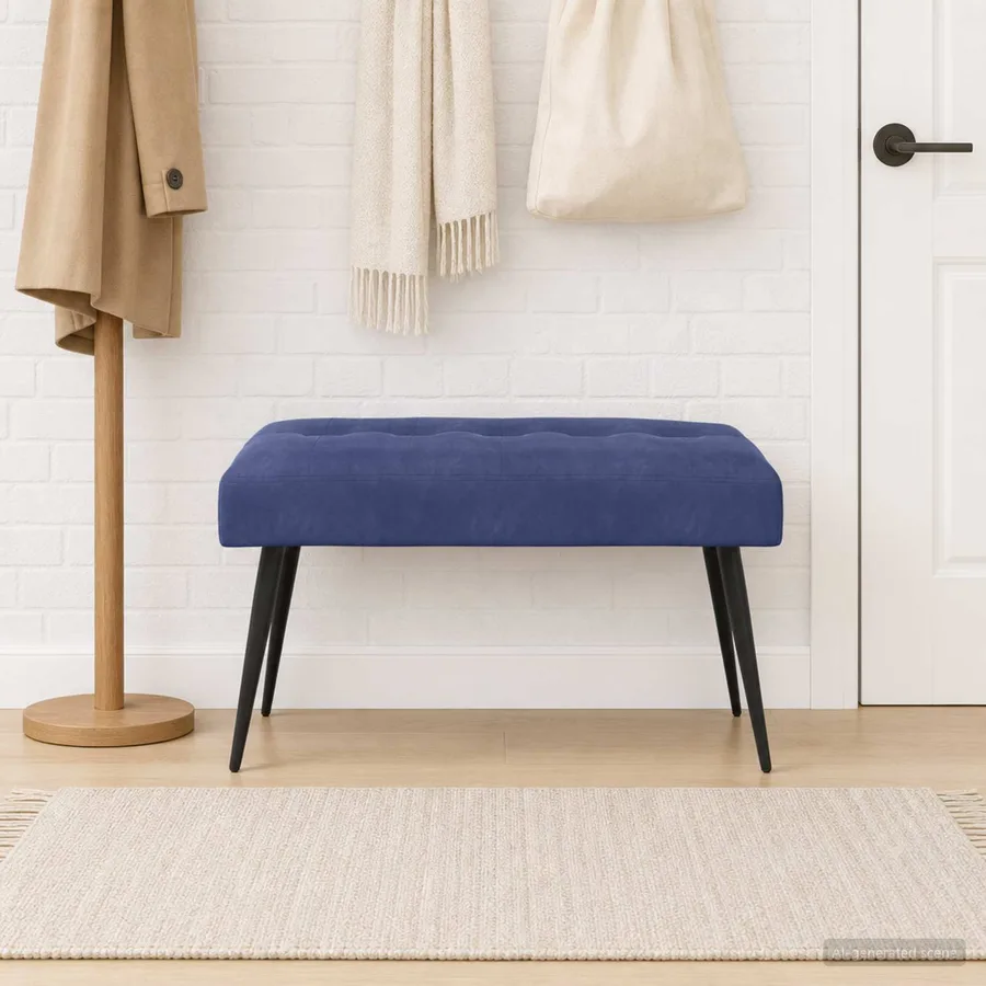 Banc avec capitonnage bouton Bleu police 80 x 40 x 46 cm - 4