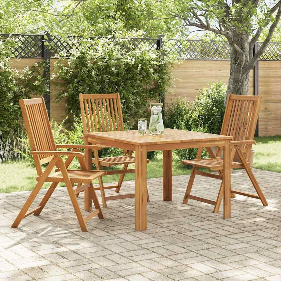 Chaises pliables de jardin lot de 3 Bois d'acacia solide - 3