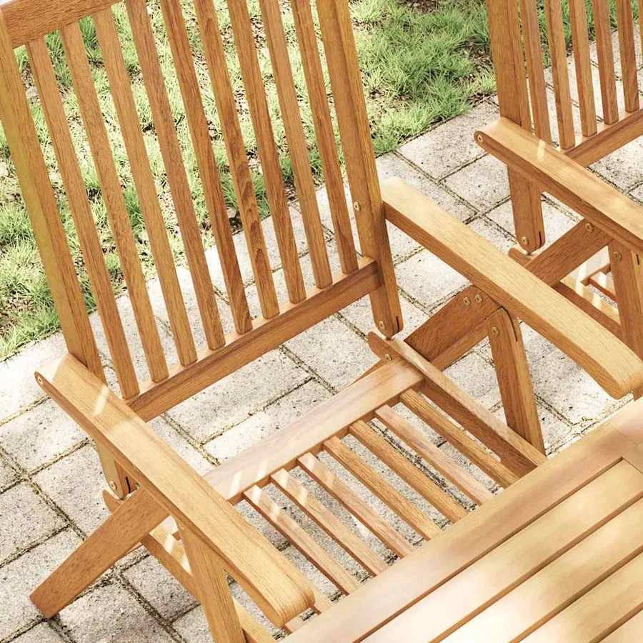Chaises pliables de jardin lot de 3 Bois d'acacia solide - 4
