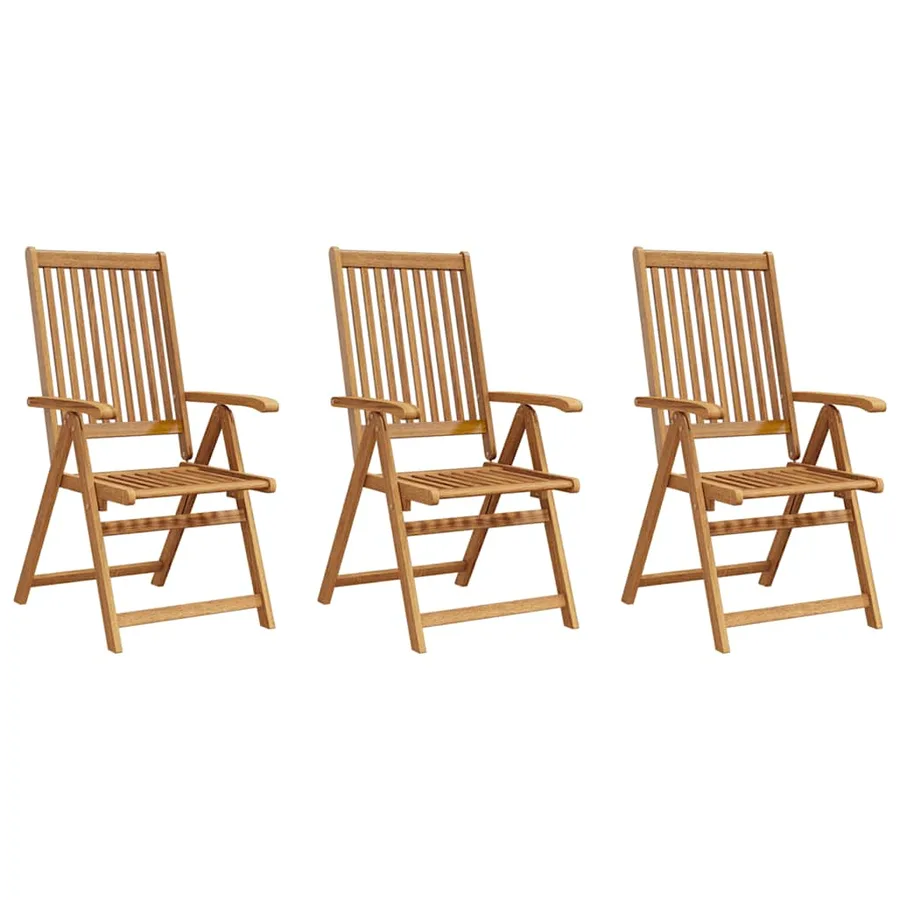 Chaises pliables de jardin lot de 3 Bois d'acacia solide - 5