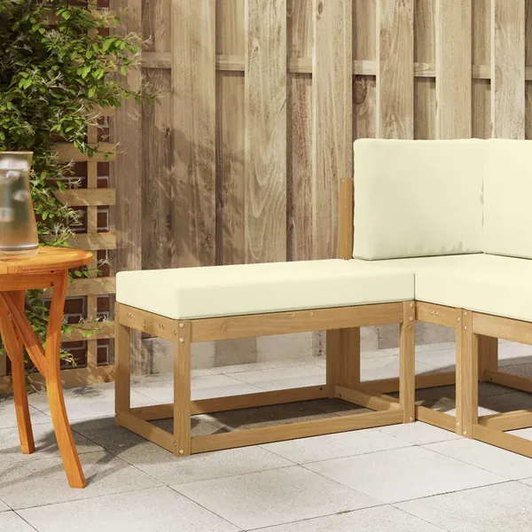 Banc de Jardin Blanc 80 x 43 x 45 cm Bois d'Acacia Massif