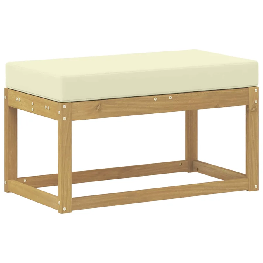 Banc de Jardin Blanc 80 x 43 x 45 cm Bois d'Acacia Massif - 2