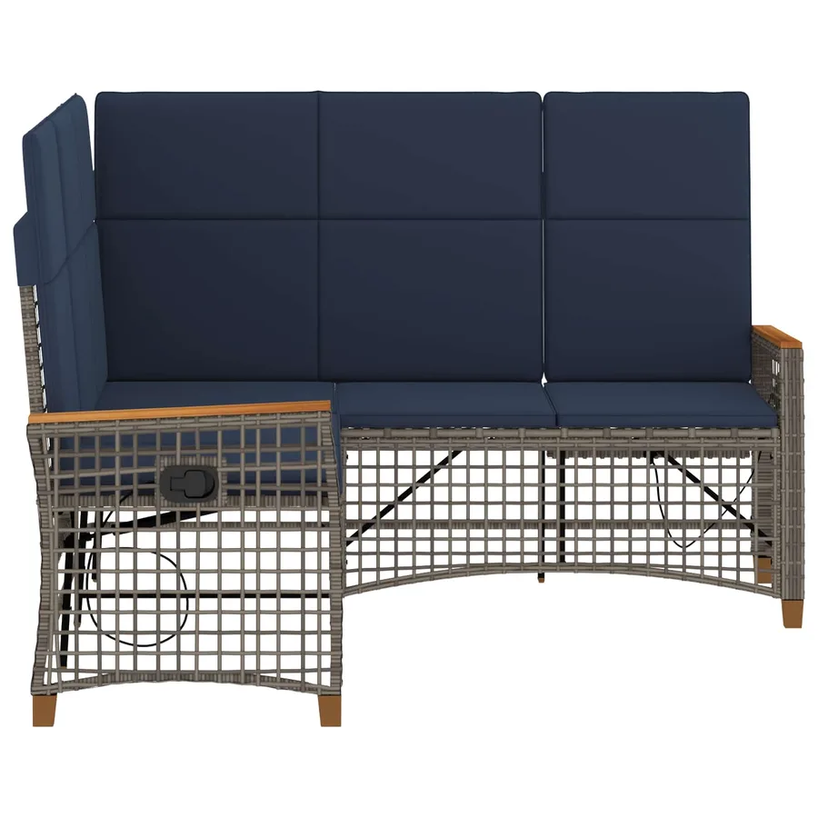 Ensemble de canapés inclinables de jardin Gris et bleu marine - 6