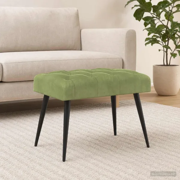 Banc avec capitonnage bouton Vert clair 60 x 40 x 45 cm Velours