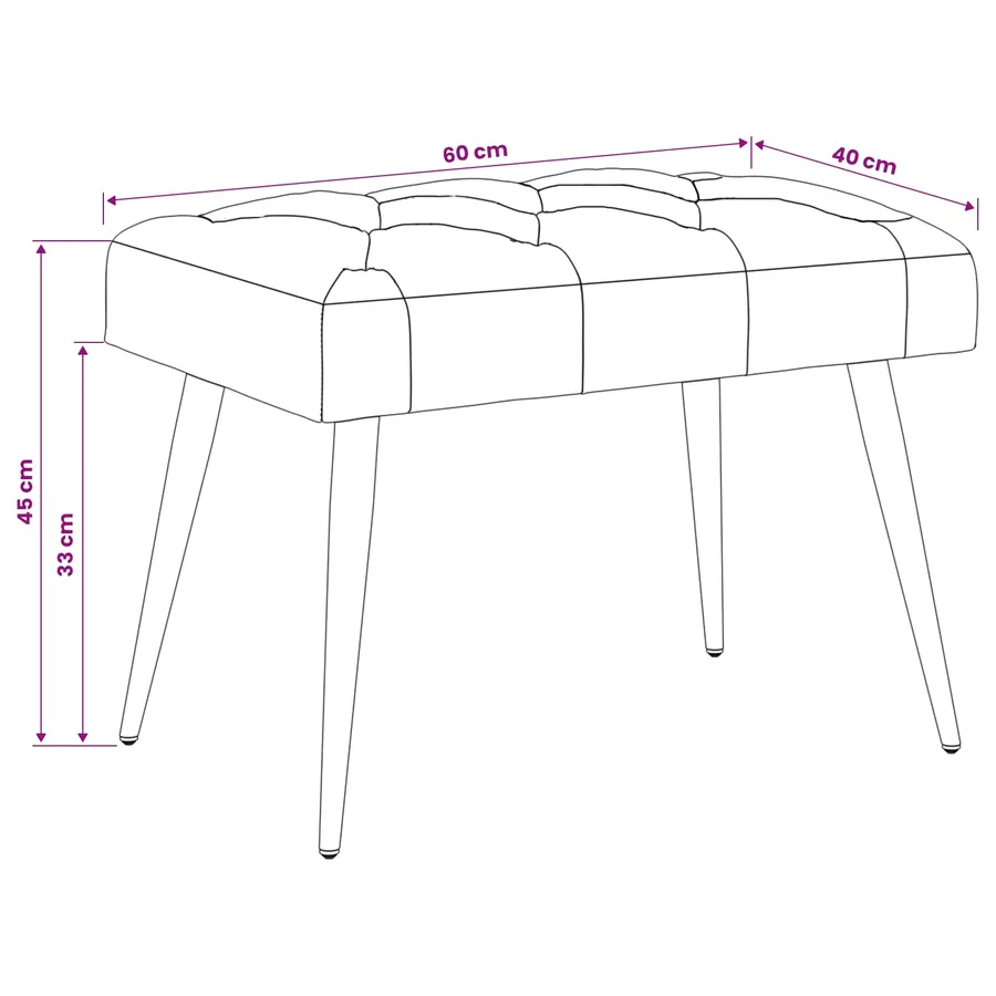 Banc avec capitonnage bouton Vert clair 60 x 40 x 45 cm Velours - 9
